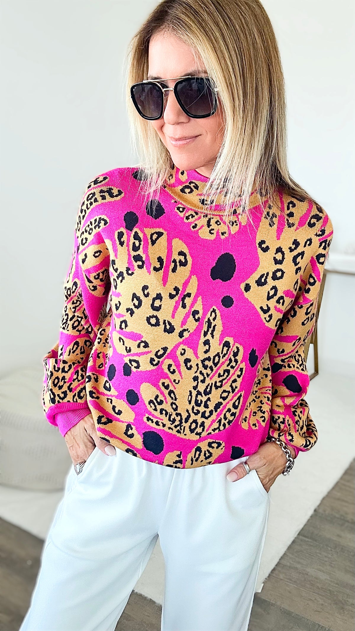 Let's Get Wild Mock Neck Sweater-140 Sweaters-Fate By LFD-Coastal Bloom Boutique, find the trendiest versions of the popular styles and looks Located in Indialantic, FL
