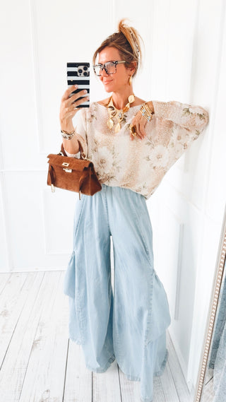 Denim Moon Big Pocket Italian Pants- Light