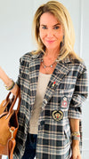 Bee Chic Italian Blazer- Gray-160 Jackets-TATTOO Z-Coastal Bloom Boutique, find the trendiest versions of the popular styles and looks Located in Indialantic, FL