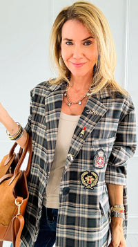 Bee Chic Italian Blazer- Gray-160 Jackets-TATTOO Z-Coastal Bloom Boutique, find the trendiest versions of the popular styles and looks Located in Indialantic, FL