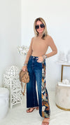 Wild Jungle Embroidered Jeans-190 Denim-AV Denim - Driftwood-Coastal Bloom Boutique, find the trendiest versions of the popular styles and looks Located in Indialantic, FL