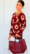 Bold Bloom Relaxed Italian Pullover-110 Long Sleeve Tops-Italianissimo-Coastal Bloom Boutique, find the trendiest versions of the popular styles and looks Located in Indialantic, FL
