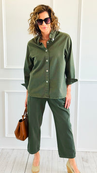 Italian Cropped Textured Woven Joggers-Fatigue-100 Pants-V SKY-Coastal Bloom Boutique, find the trendiest versions of the popular styles and looks Located in Indialantic, FL