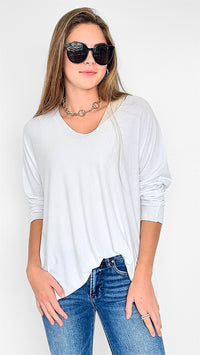 Everyday Luxe Long-Sleeve Italian Top - White-130 Long Sleeve Tops-Italianissimo-Coastal Bloom Boutique, find the trendiest versions of the popular styles and looks Located in Indialantic, FL