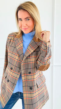 Autumn Lecture Elbow Patch Blazer-160 Jackets-JODIFL-Coastal Bloom Boutique, find the trendiest versions of the popular styles and looks Located in Indialantic, FL