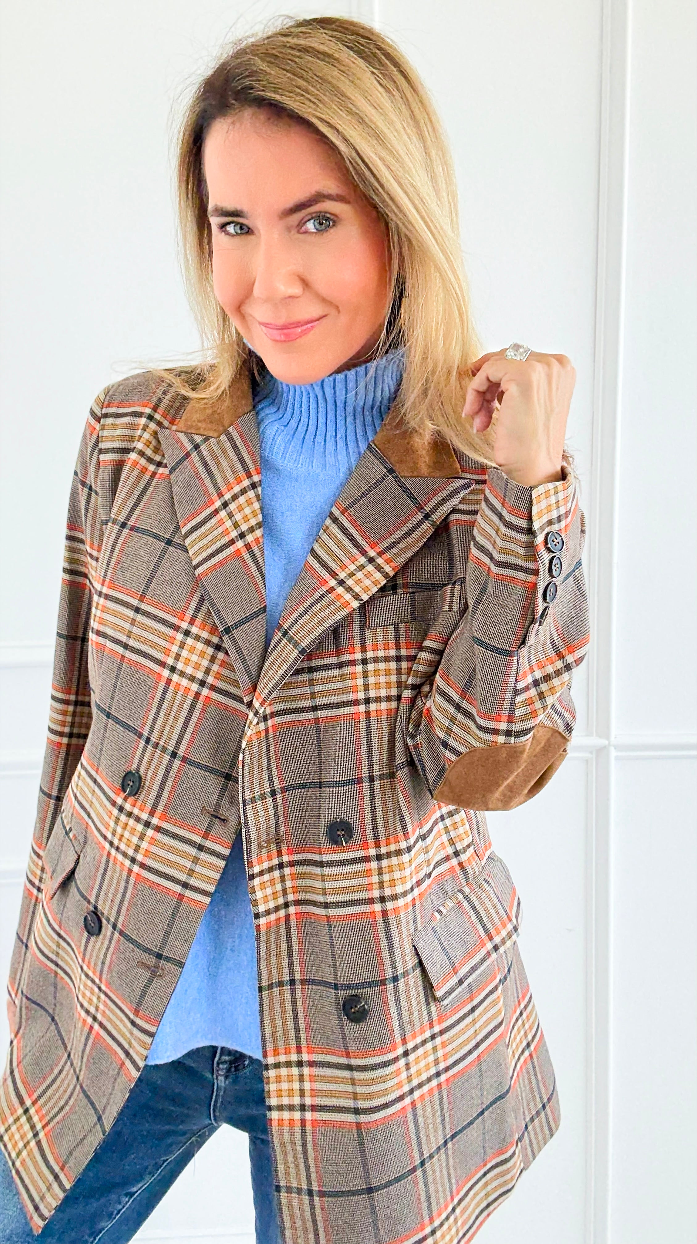 Autumn Lecture Elbow Patch Blazer-160 Jackets-JODIFL-Coastal Bloom Boutique, find the trendiest versions of the popular styles and looks Located in Indialantic, FL