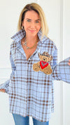 Plaid Rodeo Beary Italian Blouse-110 Long Sleeve Tops-TATTOO Z-Coastal Bloom Boutique, find the trendiest versions of the popular styles and looks Located in Indialantic, FL
