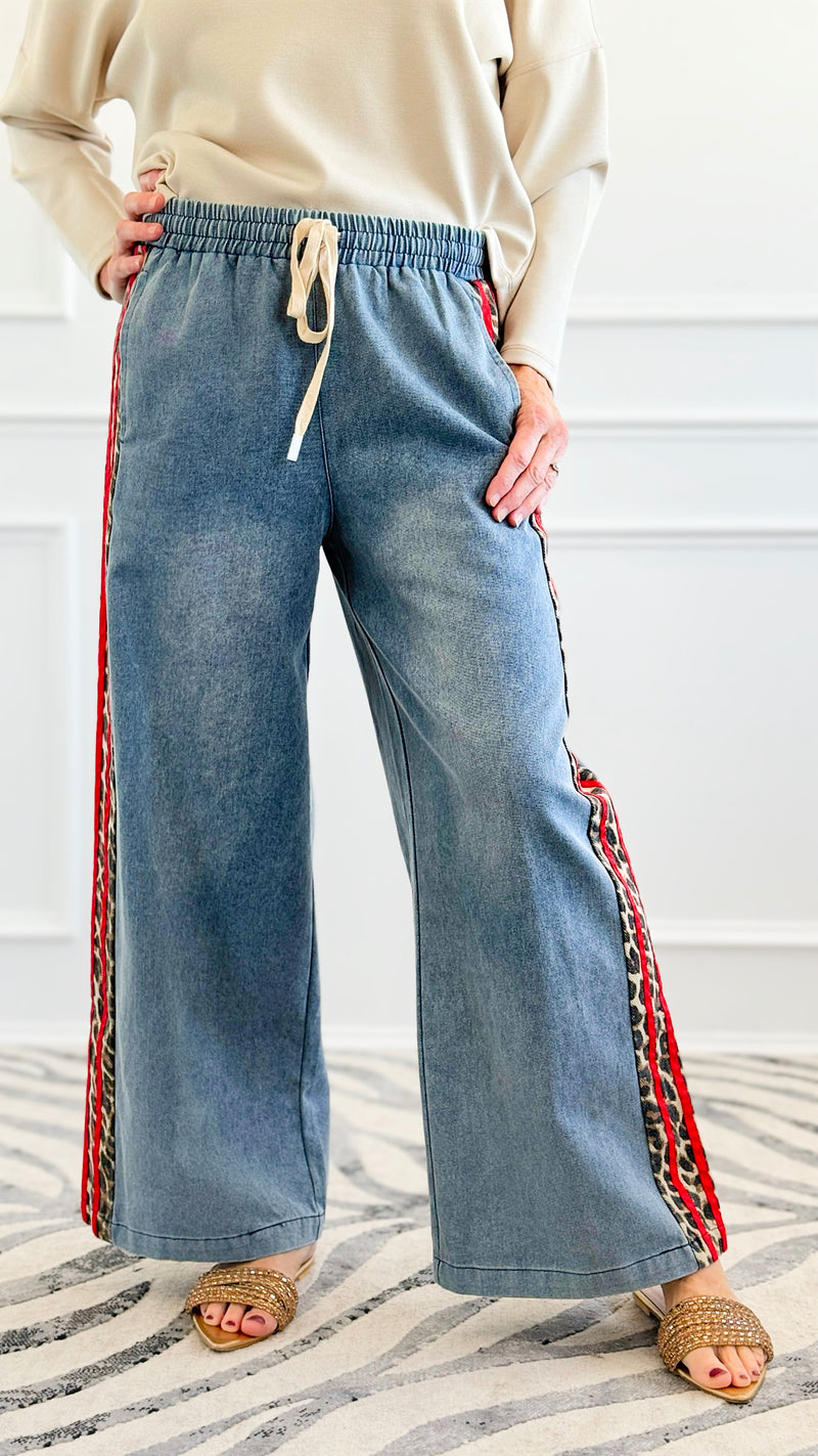 Wild Edge Wide-Leg Denim Pants - Red-190 Denim-JODIFL-Coastal Bloom Boutique, find the trendiest versions of the popular styles and looks Located in Indialantic, FL