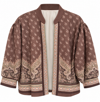 Paisley Border Print Open Front Italian Jacket