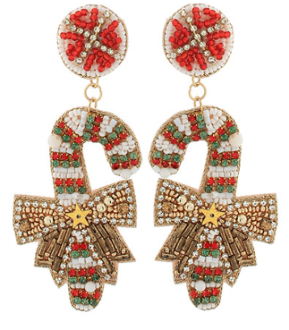 Candy Cane Sparkle Drop Earring-230 Jewelry-GS JEWELRY-Coastal Bloom Boutique, find the trendiest versions of the popular styles and looks Located in Indialantic, FL