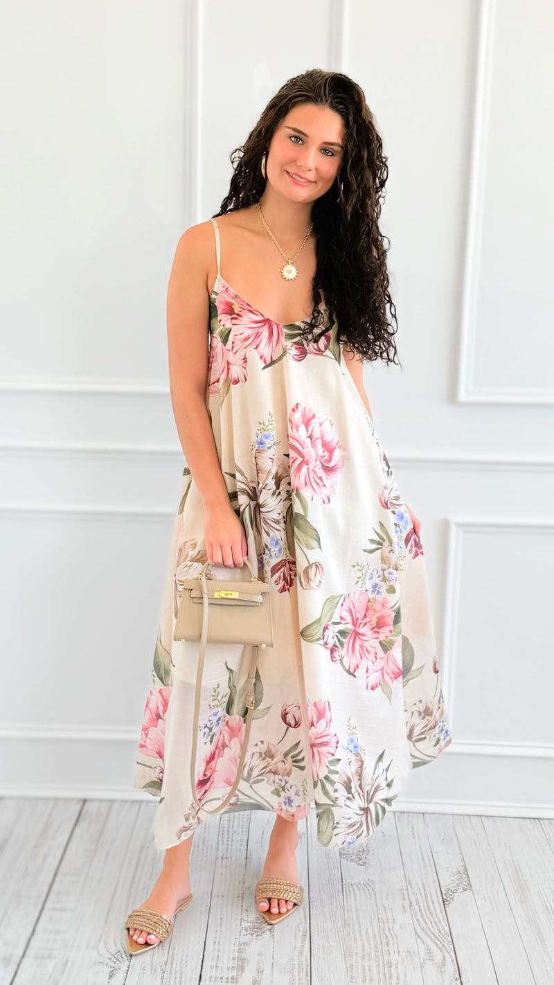 Petals Slip Sleeveless Italian Long Dress-200 Dresses/Jumpsuits/Rompers-AZUL MONACO-Coastal Bloom Boutique, find the trendiest versions of the popular styles and looks Located in Indialantic, FL