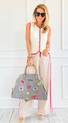 Patch Perfect Italian Tote Bag- Grey-240 Bags-DEDA SRL-Coastal Bloom Boutique, find the trendiest versions of the popular styles and looks Located in Indialantic, FL