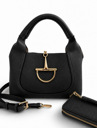 Portofino Faux Leather Mini Bag- Black