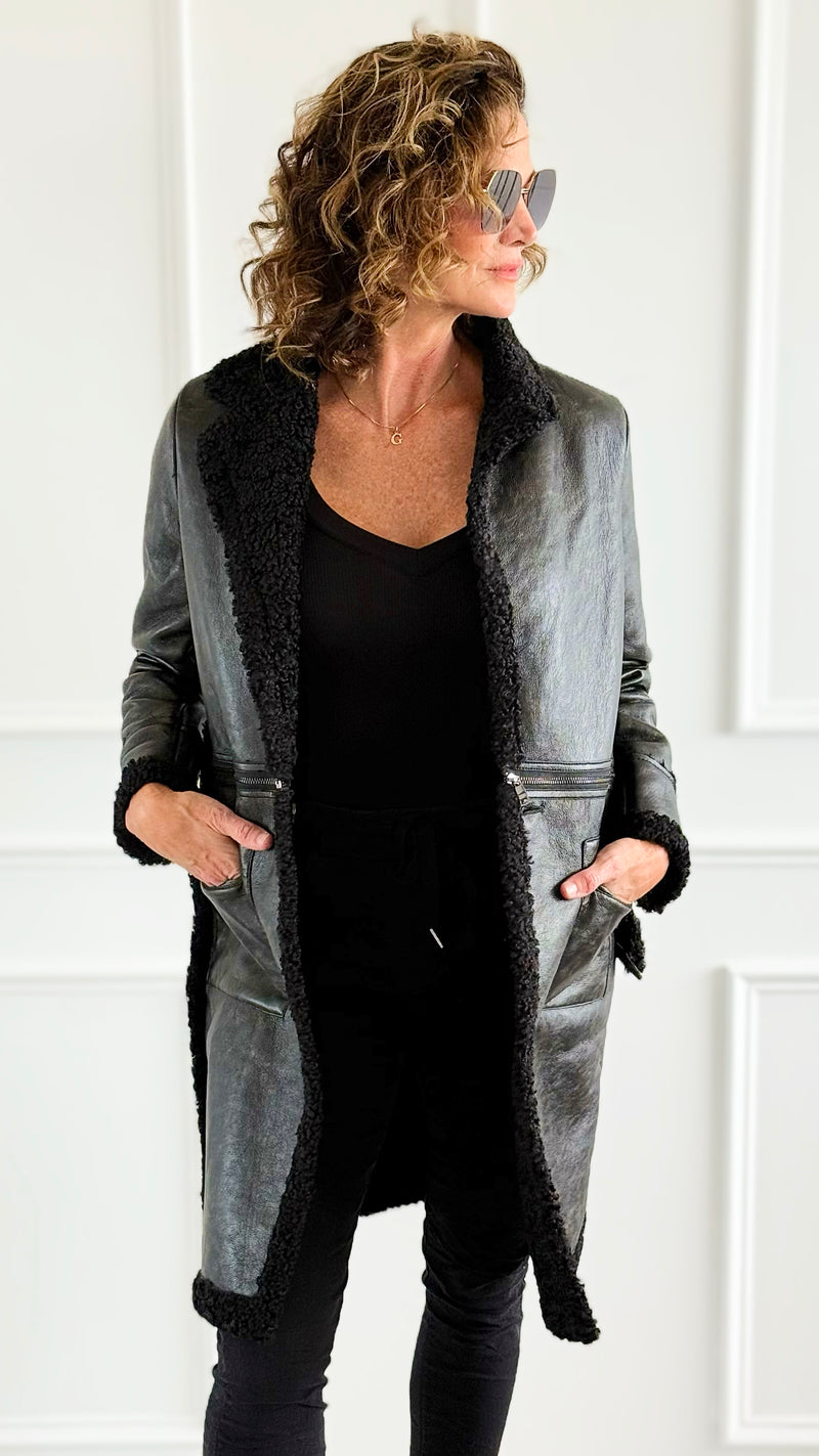Midnight Embrace Coat-160 Jackets-ROUSSEAU-Coastal Bloom Boutique, find the trendiest versions of the popular styles and looks Located in Indialantic, FL