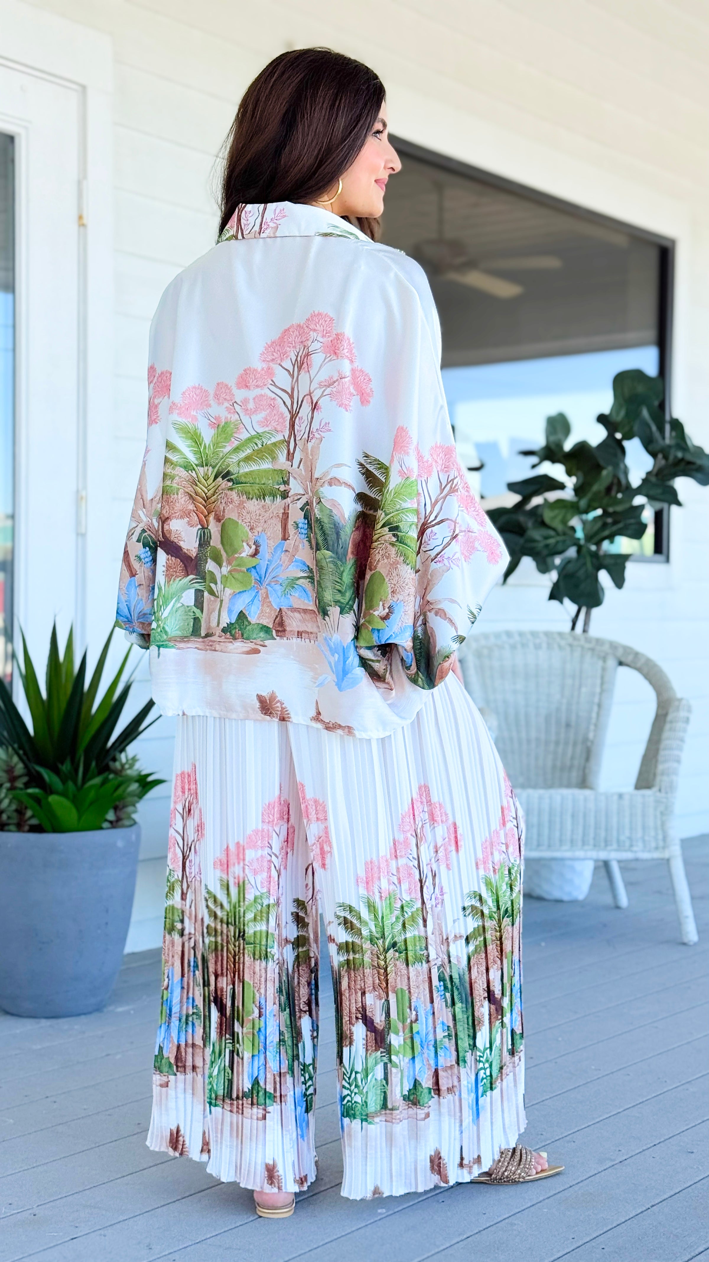 Exotic Jungle Pleated Italian Set - Off White
