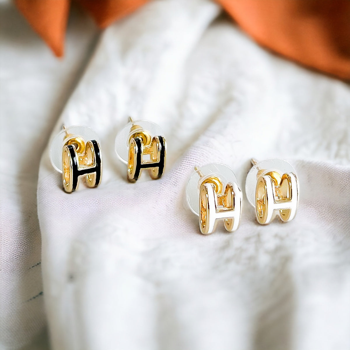 Enamel Initial Letter Studs-230 Jewelry-Golden Stella-Coastal Bloom Boutique, find the trendiest versions of the popular styles and looks Located in Indialantic, FL