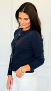 Crimson Gallop Cable Cardigan-Navy-150 Cardigan Layers-Blu Pepper-Coastal Bloom Boutique, find the trendiest versions of the popular styles and looks Located in Indialantic, FL