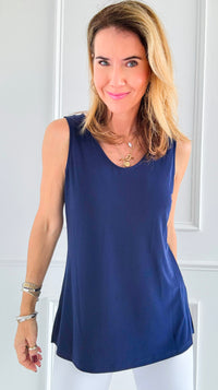 Bright Day Essentials Tank - Navy-100 Sleeveless Tops-Beverly Rose-Coastal Bloom Boutique, find the trendiest versions of the popular styles and looks Located in Indialantic, FL