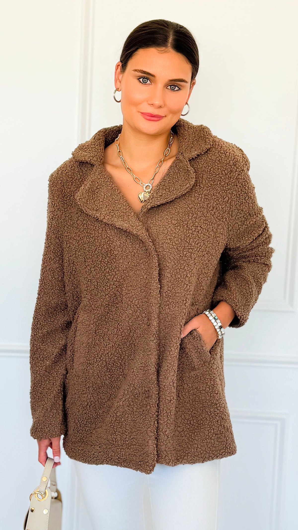 Cozy Up Sherpa Coat - Mocha-160 Jackets-26 International-Coastal Bloom Boutique, find the trendiest versions of the popular styles and looks Located in Indialantic, FL