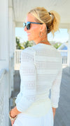 Textured Lace Long Sleeve Top - White-110 Long Sleeve Tops-Umgee-Coastal Bloom Boutique, find the trendiest versions of the popular styles and looks Located in Indialantic, FL