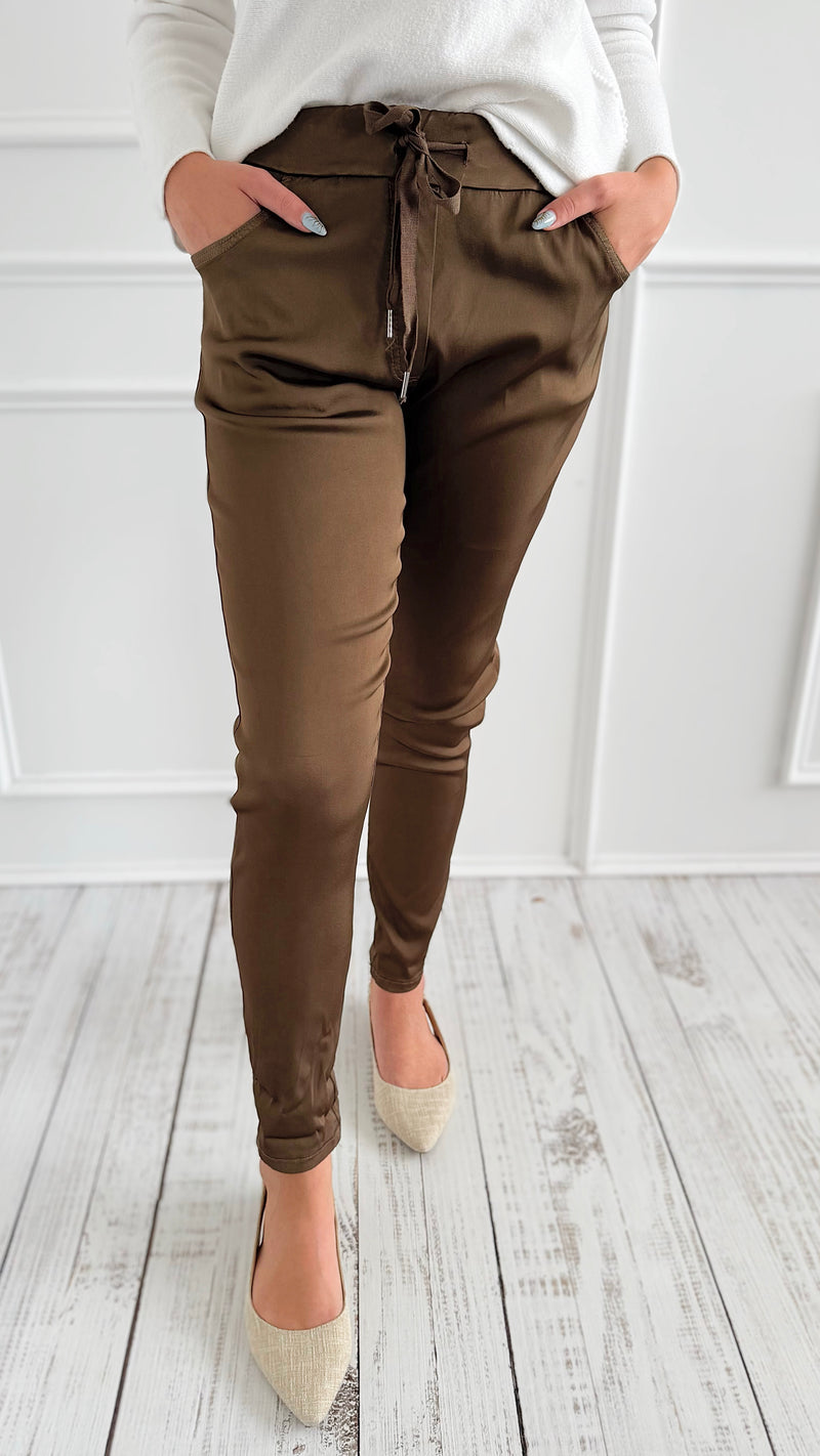 Italian Wish List Jogger - Brown-180 Joggers-CRIS S.R.L.-Coastal Bloom Boutique, find the trendiest versions of the popular styles and looks Located in Indialantic, FL