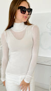 See Through Turtle Neck Top - Ivory-100 Sleeveless Tops-Zenana-Coastal Bloom Boutique, find the trendiest versions of the popular styles and looks Located in Indialantic, FL