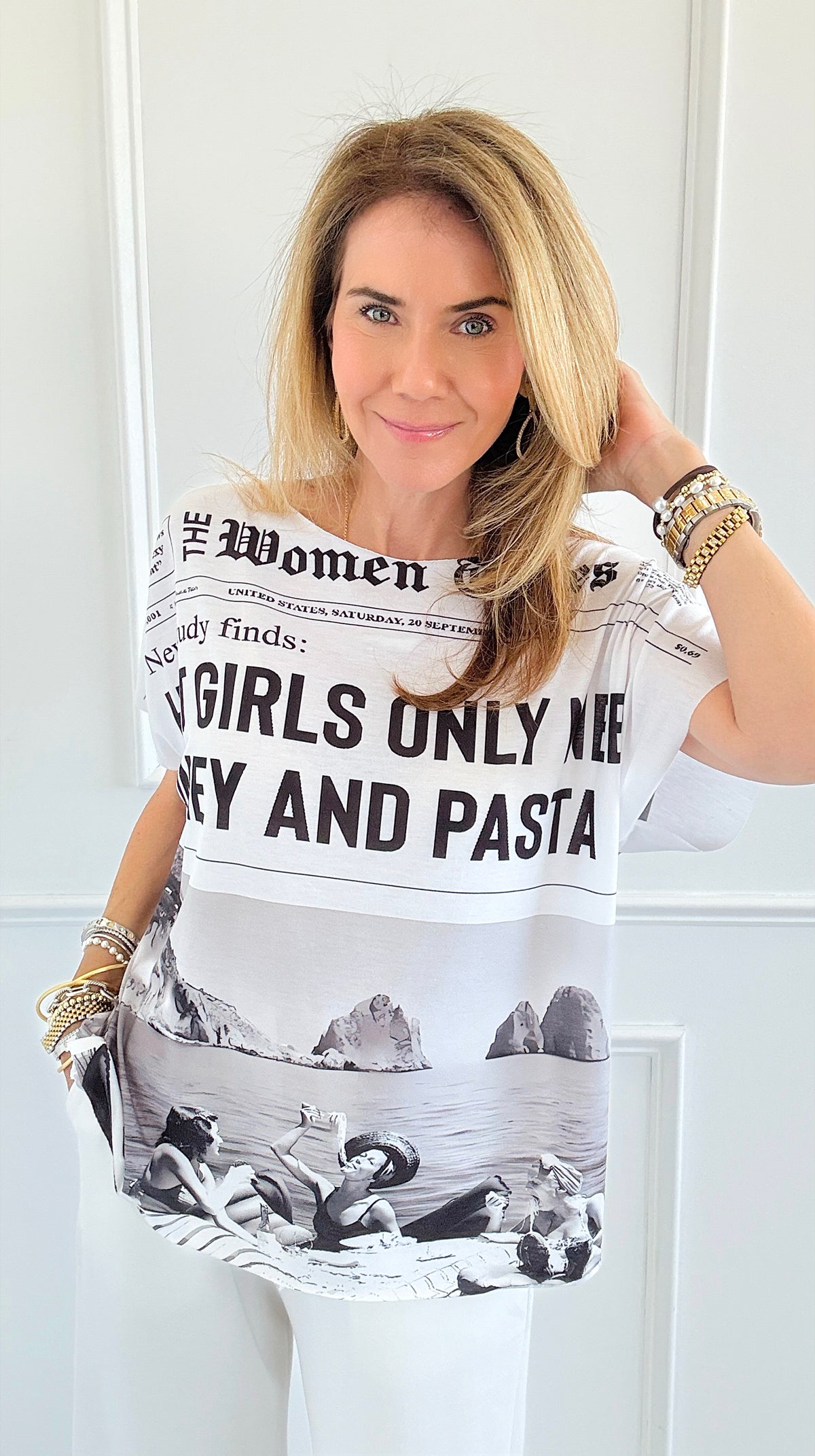 Women Times Italian Graphic Tee-110 short Sleeve Top-Italianissimo-Coastal Bloom Boutique, find the trendiest versions of the popular styles and looks Located in Indialantic, FL