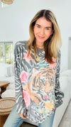 Roar In Bloom Italian Milano Sweater-140 Sweaters-SORPRESA-Coastal Bloom Boutique, find the trendiest versions of the popular styles and looks Located in Indialantic, FL