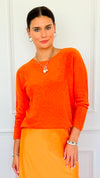Soho Italian Boatneck Pullover -Bright Orange-140 Sweaters-Italianissimo-Coastal Bloom Boutique, find the trendiest versions of the popular styles and looks Located in Indialantic, FL