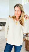 Soho Italian Boatneck Pullover - Ecru-140 Sweaters-Italianissimo-Coastal Bloom Boutique, find the trendiest versions of the popular styles and looks Located in Indialantic, FL