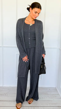 Triple Play 3 Pieces Italian Set- Dark Gray-210 Loungewear/Sets-Italianissimo-Coastal Bloom Boutique, find the trendiest versions of the popular styles and looks Located in Indialantic, FL
