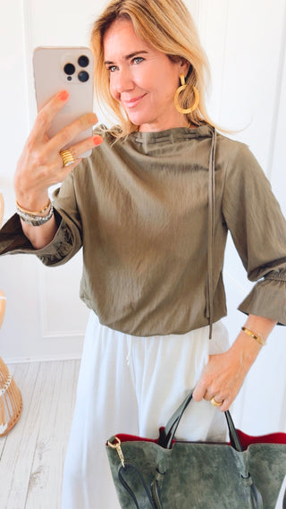 Where Quiet Elegance Takes Shape Top - Dark Olive