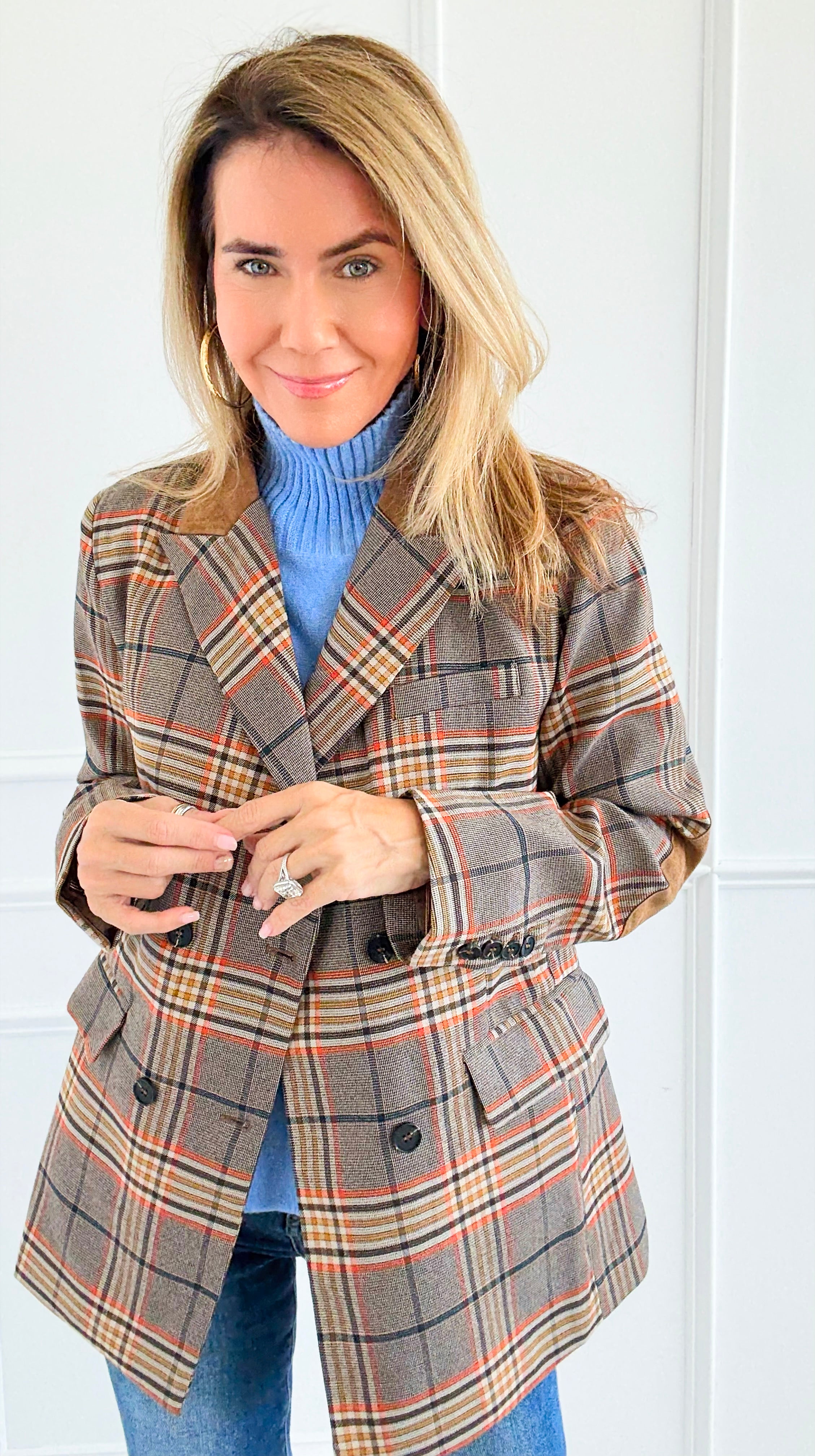 Autumn Lecture Elbow Patch Blazer-160 Jackets-JODIFL-Coastal Bloom Boutique, find the trendiest versions of the popular styles and looks Located in Indialantic, FL