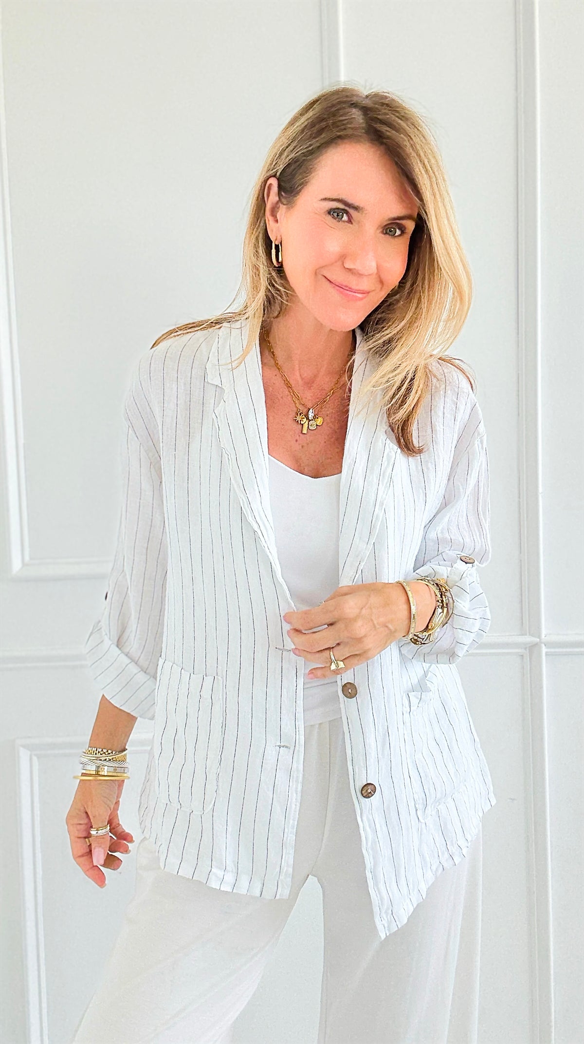 Tide and Taylor Italian Linen Jacket-160 Jackets-MILAN SLV-Coastal Bloom Boutique, find the trendiest versions of the popular styles and looks Located in Indialantic, FL