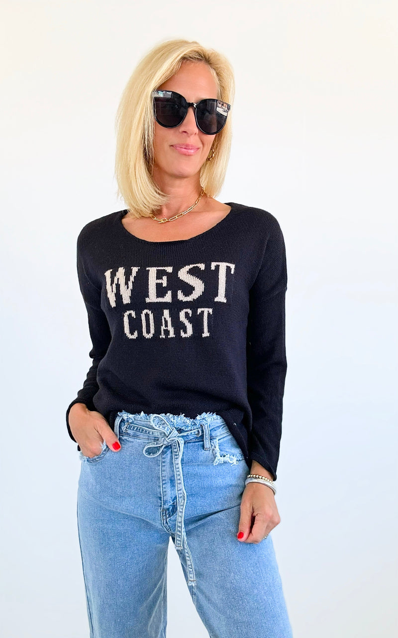 West Coast Lightweight Sweater - Black/Beige-140 Sweaters-MIRACLE-Coastal Bloom Boutique, find the trendiest versions of the popular styles and looks Located in Indialantic, FL