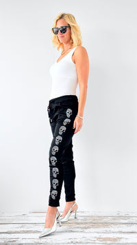 Skull Wish List Italian Joggers- Black-pants-Italianissimo-Coastal Bloom Boutique, find the trendiest versions of the popular styles and looks Located in Indialantic, FL