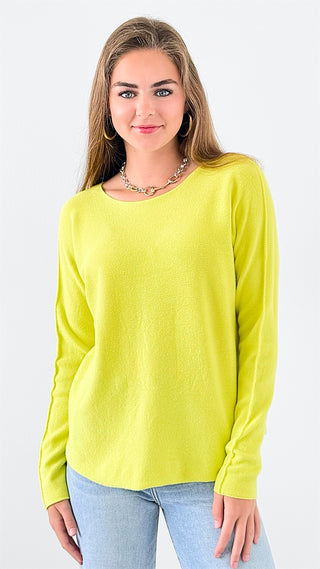 Soho Italian Boatneck Pullover - Lime-140 Sweaters-Italianissimo-Coastal Bloom Boutique, find the trendiest versions of the popular styles and looks Located in Indialantic, FL