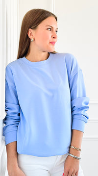 Everyday Luxe Sweatshirt - Spring Blue-130 Long Sleeve Tops-Zenana-Coastal Bloom Boutique, find the trendiest versions of the popular styles and looks Located in Indialantic, FL