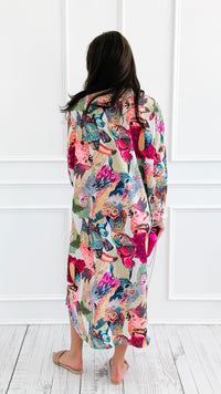 Feathered Mosaic Italian Long Dress-200 dresses/jumpsuits/rompers-CLEAR S-Coastal Bloom Boutique, find the trendiest versions of the popular styles and looks Located in Indialantic, FL