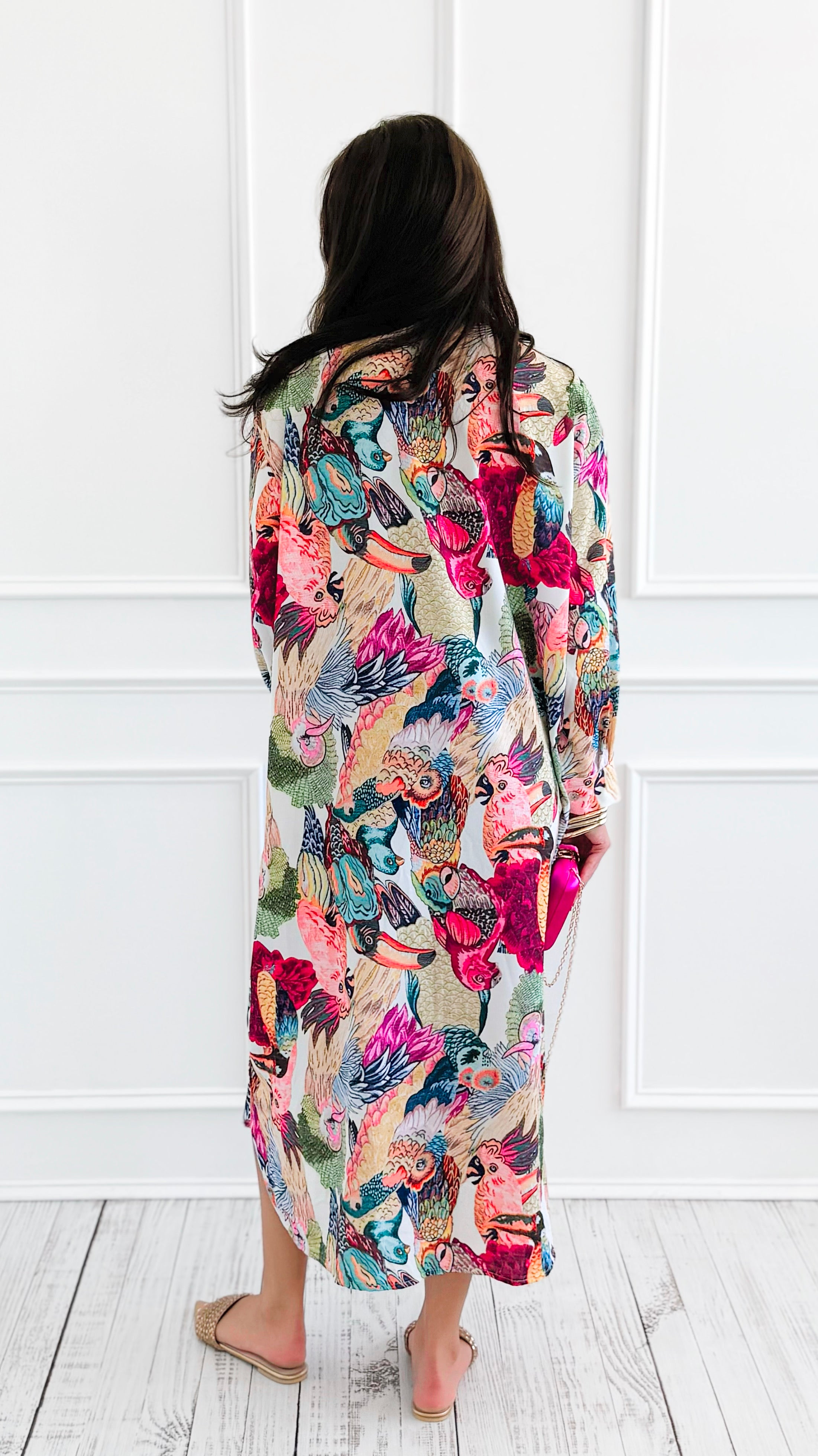 Feathered Mosaic Italian Long Dress-200 dresses/jumpsuits/rompers-CLEAR S-Coastal Bloom Boutique, find the trendiest versions of the popular styles and looks Located in Indialantic, FL