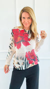 Rosso Selvaggio Italian St Tropez Sweater- Wild Rose-140 Sweaters-SORPRESA-Coastal Bloom Boutique, find the trendiest versions of the popular styles and looks Located in Indialantic, FL