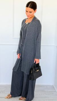Triple Play 3 Pieces Italian Set- Dark Gray-210 Loungewear/Sets-Italianissimo-Coastal Bloom Boutique, find the trendiest versions of the popular styles and looks Located in Indialantic, FL