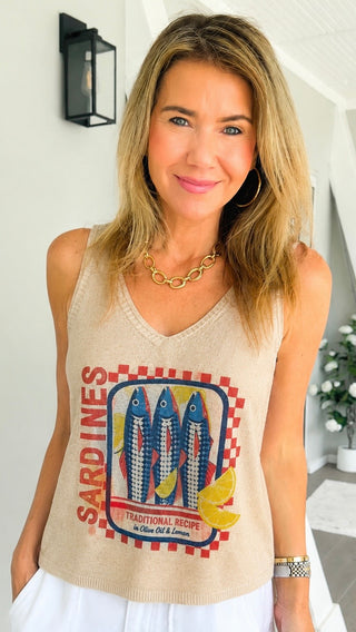 Shimmer Sardines & Sunshine Italian Tank Top