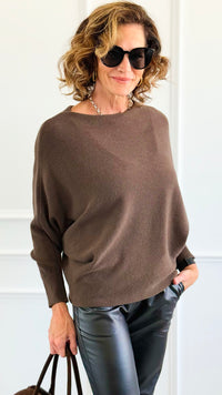 Serene Boatneck Italian Pullover- Brown-140 Sweaters-Aute-Coastal Bloom Boutique, find the trendiest versions of the popular styles and looks Located in Indialantic, FL