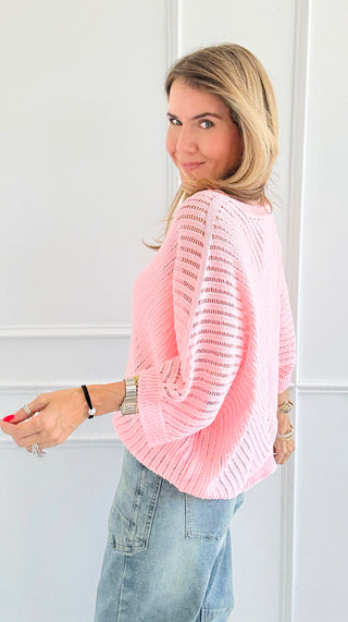 Capri Italian Knit Top- Peach-140 Sweaters-Italianissimo-Coastal Bloom Boutique, find the trendiest versions of the popular styles and looks Located in Indialantic, FL