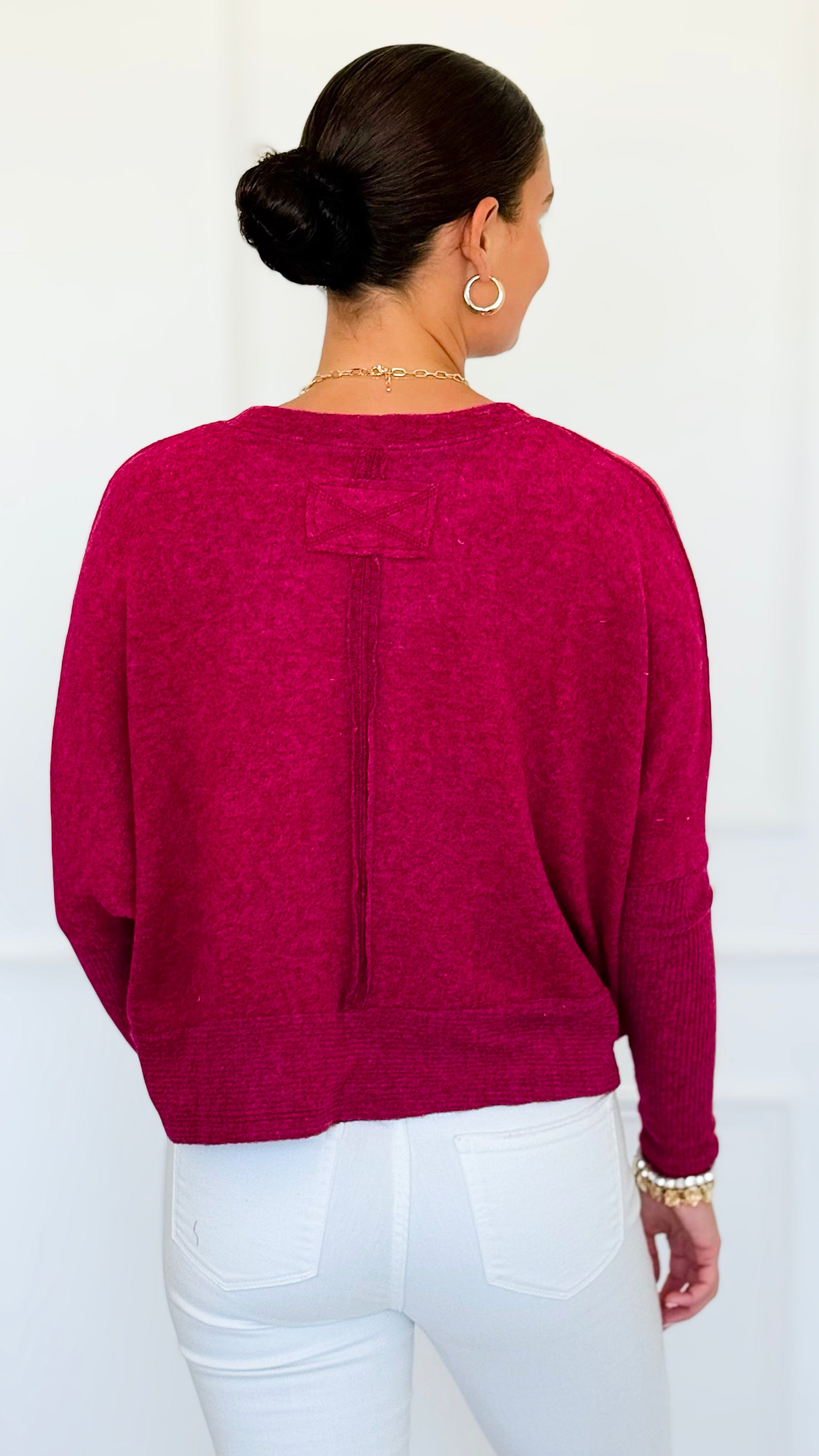 Brushed Melange Sweater - Cabernet-140 Sweaters-Zenana-Coastal Bloom Boutique, find the trendiest versions of the popular styles and looks Located in Indialantic, FL