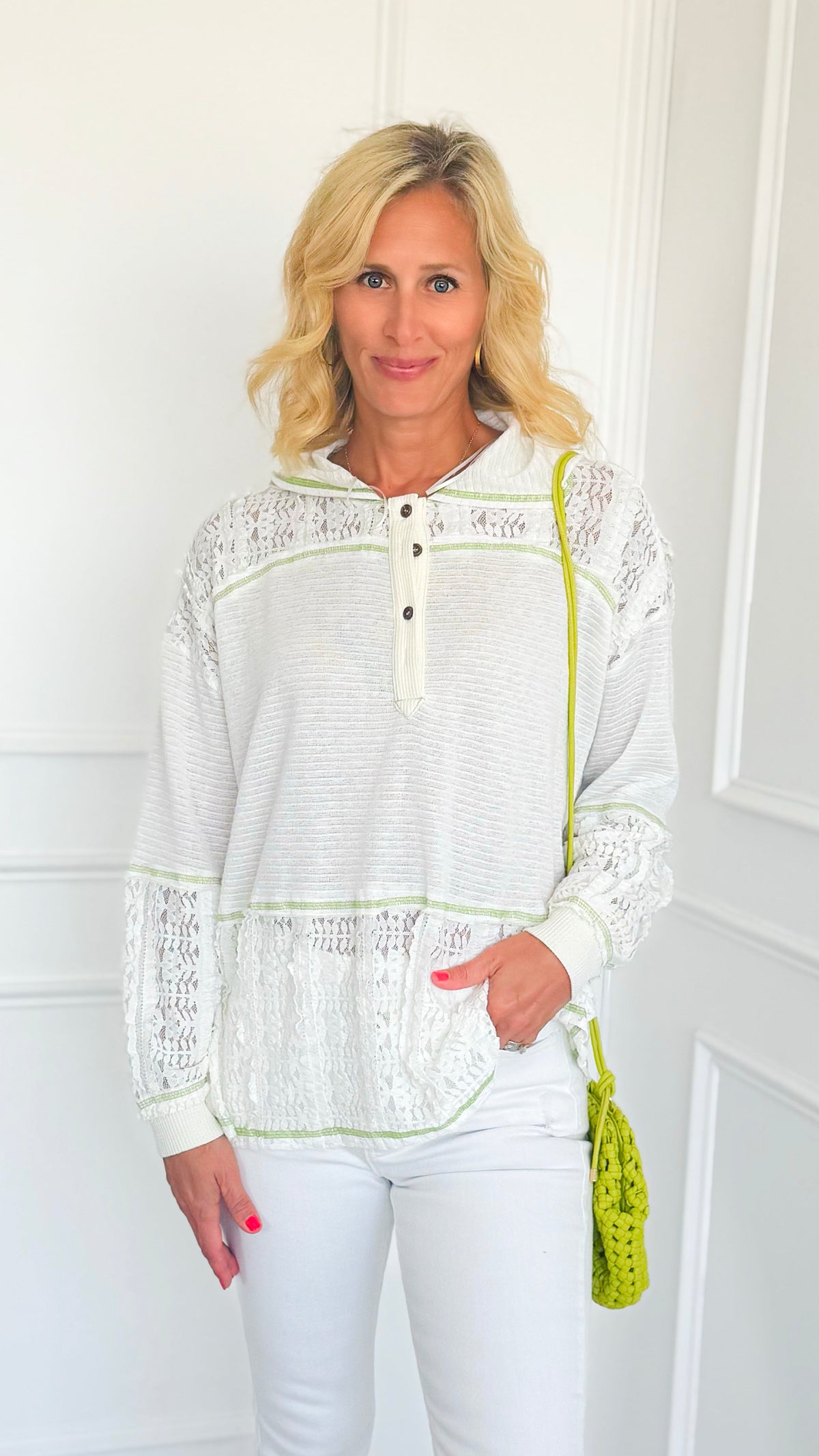 Lace Contrast Pullover-110 Long Sleeve Tops-Fantastic Fawn-Coastal Bloom Boutique, find the trendiest versions of the popular styles and looks Located in Indialantic, FL