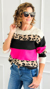 Cool Leopard Stripe Knit Sweater-140 Sweaters-Rousseau-Coastal Bloom Boutique, find the trendiest versions of the popular styles and looks Located in Indialantic, FL