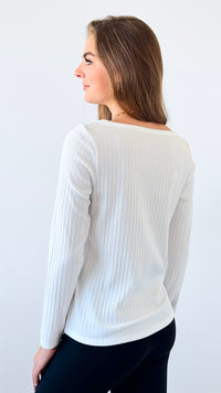 Cozy Ribbed Long Sleeve Top-110 Long Sleeve Tops-Yummie-Coastal Bloom Boutique, find the trendiest versions of the popular styles and looks Located in Indialantic, FL