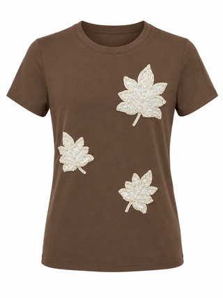 Embellished Leaf Appliqué Top